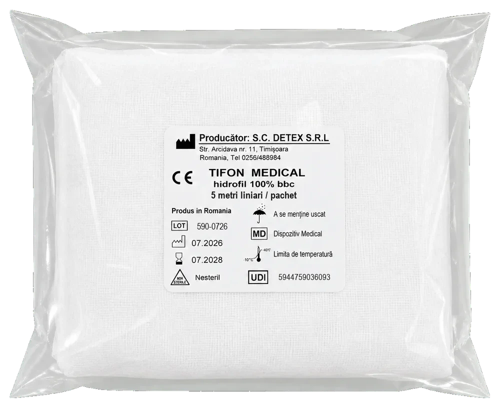 Pachet DETEX de tifon medical, 5 metri liniari